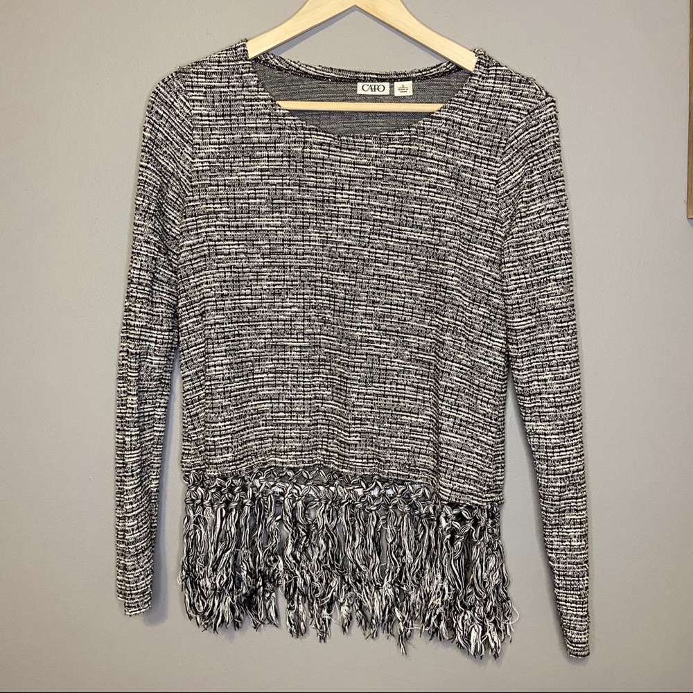 Cato Gray Braided Fringe Top